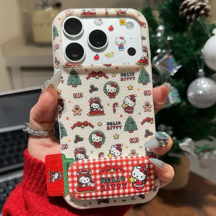 圣诞KT猫支架适用苹果17/16promax手机壳华为P70vivooppo小米15软