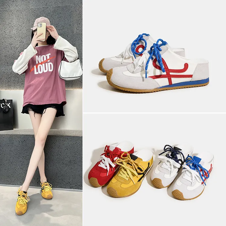 2025年春夏季厚底包头半拖内增高德训女鞋网红百搭款运动休闲鞋女