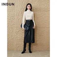 INSUN恩裳冬季气质雅丹风小高领丝绒上衣