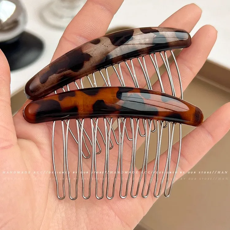 韩式简约前额碎发插梳刘海发夹高颅顶倒插梳发钗无痕发卡发饰头饰