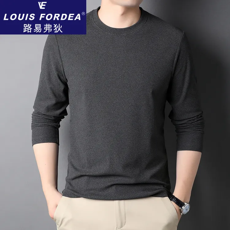 Louis Fordea/路易弗狄长袖t恤男款圆领打底衫加厚保暖高档男装