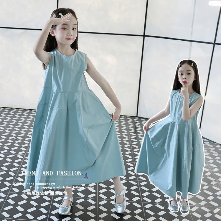 【5.20万人收藏】2025新款夏季甜美蓝色连衣裙女童无袖公主裙百搭