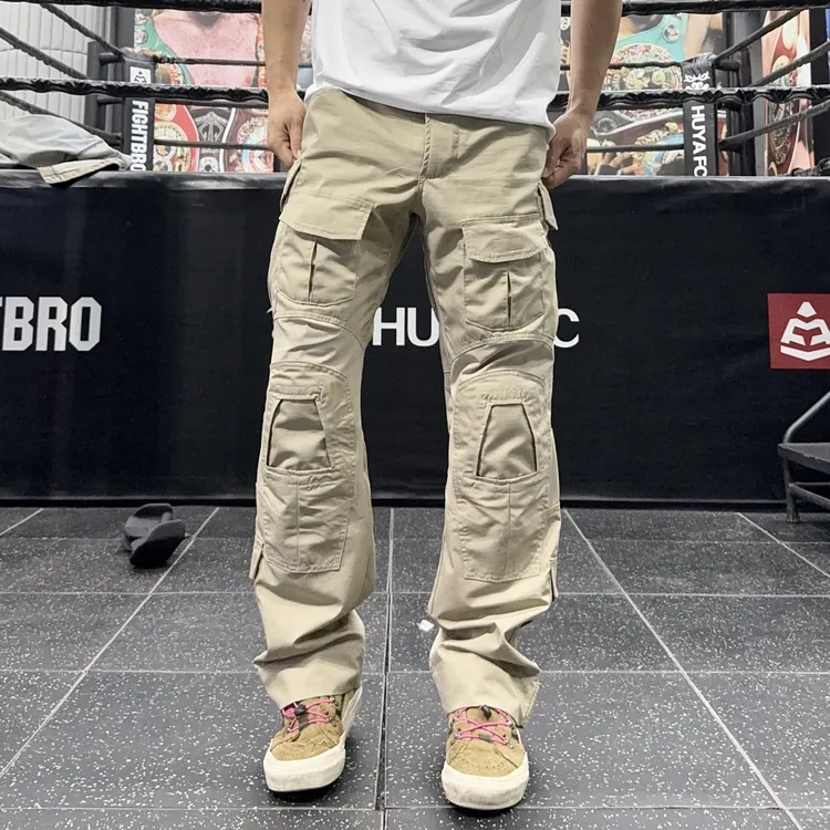 【YX2】户外工装卡其多口袋弹力战术风工装长裤耐磨防刮防水登山裤