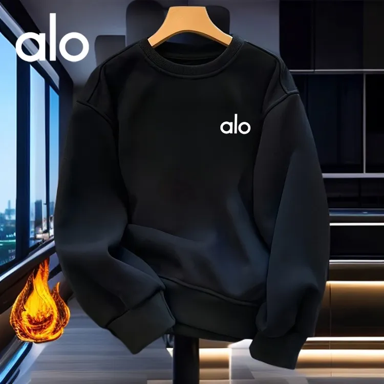 【官方奥特莱斯】alo男士卫衣秋冬圆领套头长袖加绒加厚宽松上衣潮