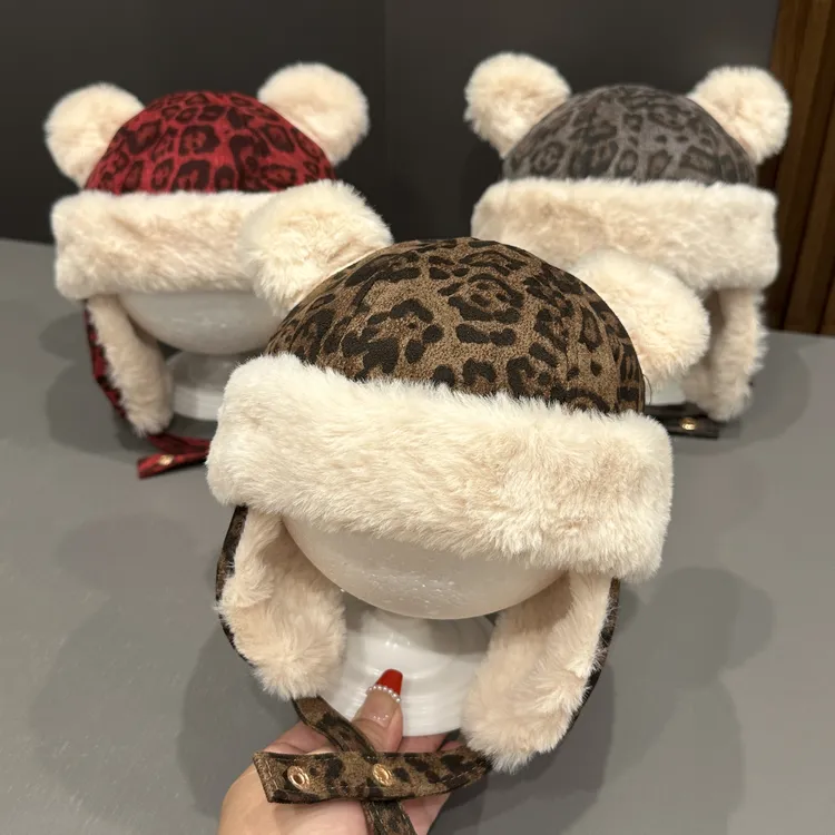 【萌系熊耳】宝宝帽韩版时尚加绒雷锋男女加厚保暖防风护耳飞行员帽