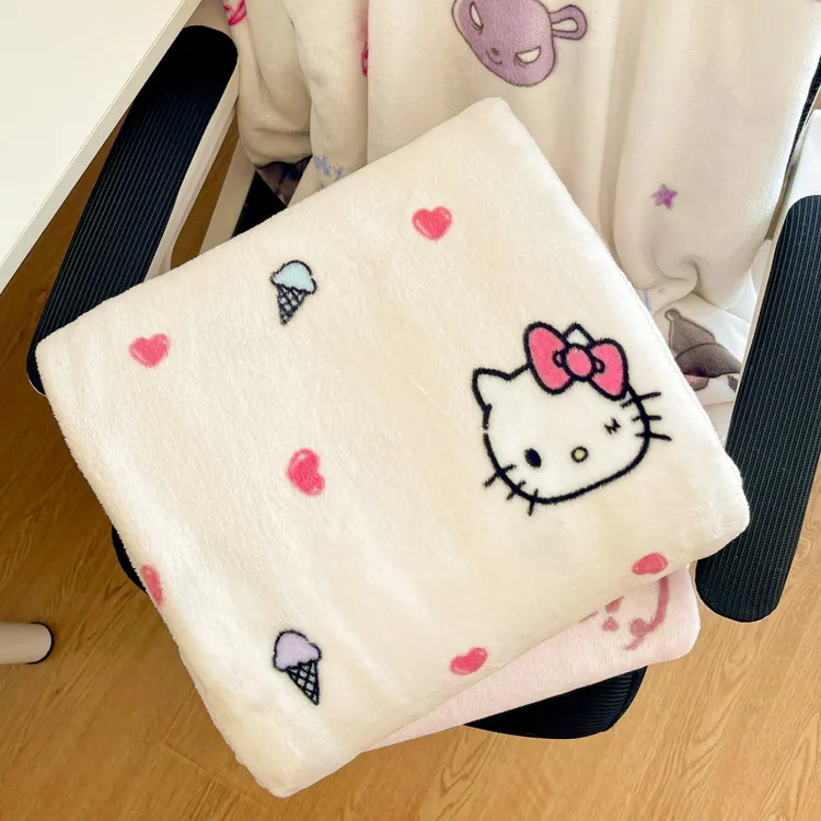 可爱hellokitty牛奶绒毛毯珊瑚绒沙发毯办公室午睡毯子空调盖毯被