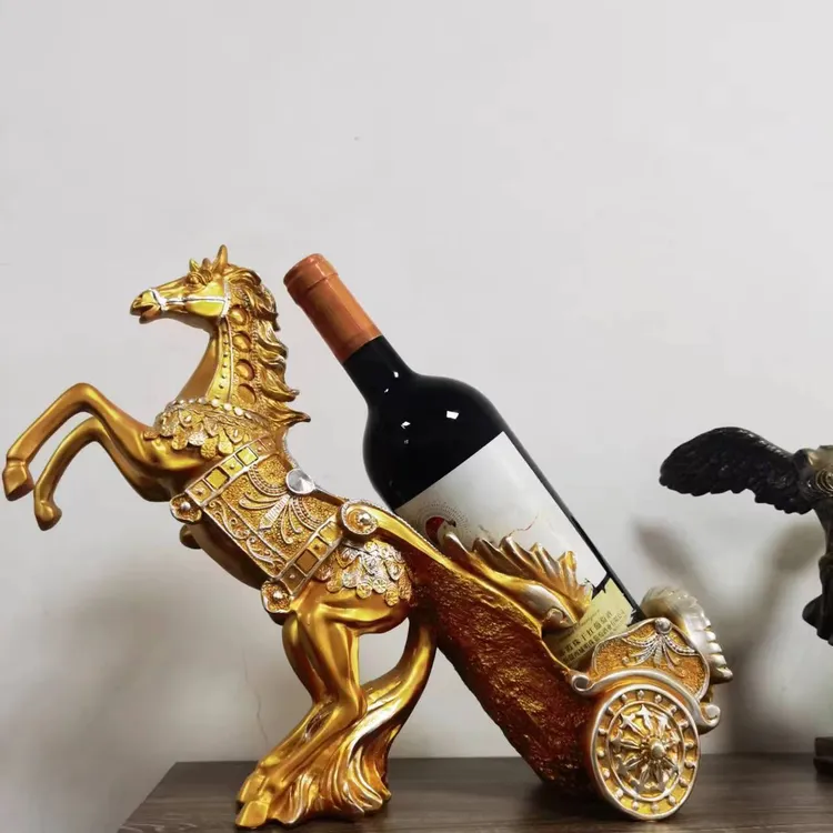 欧式马到成功马拉车鹿拉车红酒酒架家居高档酒柜装饰品工艺品