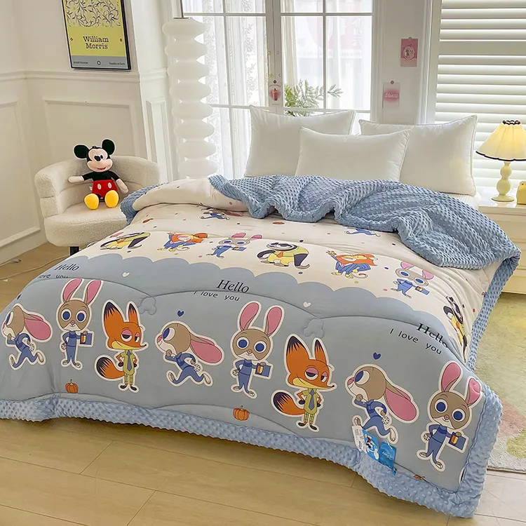 2025新款卡通针织绒豆豆被疯狂动物城秋冬被1