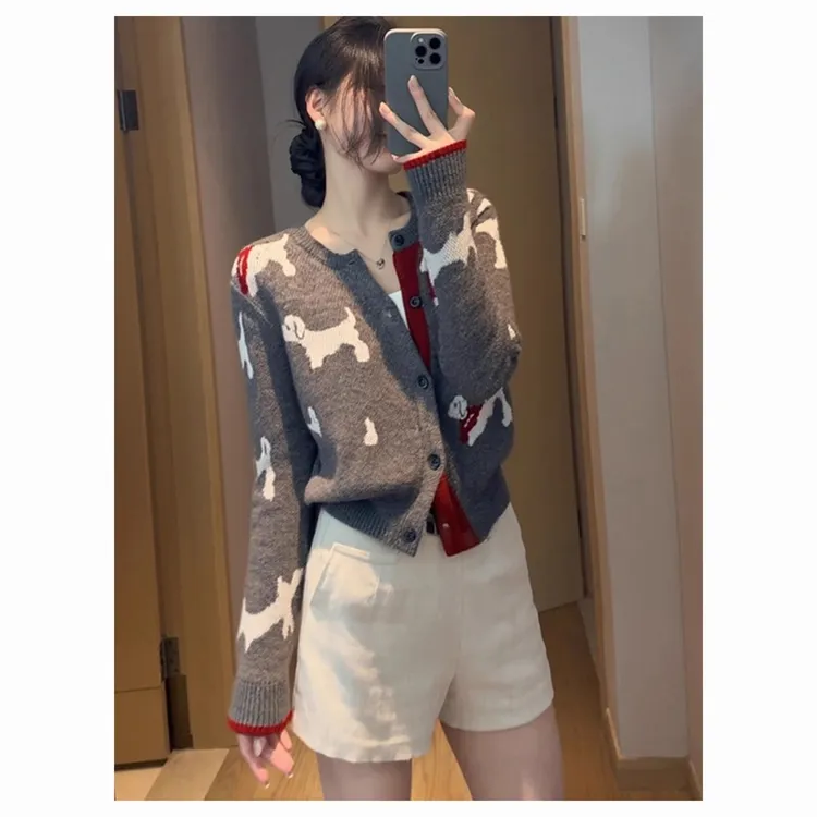 秋冬韩系氛围感上衣高级小众不撞款软糯慵懒风减龄百搭灰色针织衫