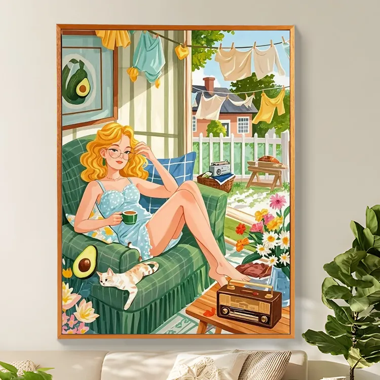 【咖啡少女】数字油画diy手工填色风景油画彩绘丙烯画客厅装饰画