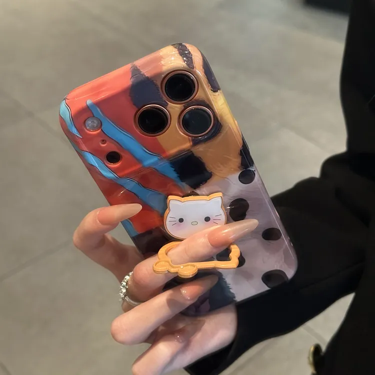 BANCA复古豹纹KT支架适用苹果17/16手机壳华为P70oppo小米15vivo