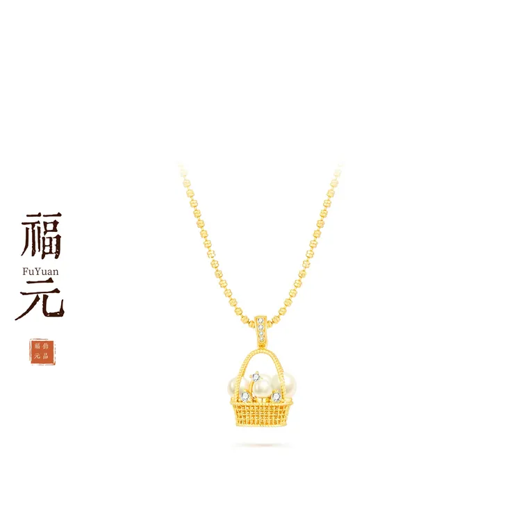 铜合金项链 FUYUAN/福元饰品 财篮子福珠项链