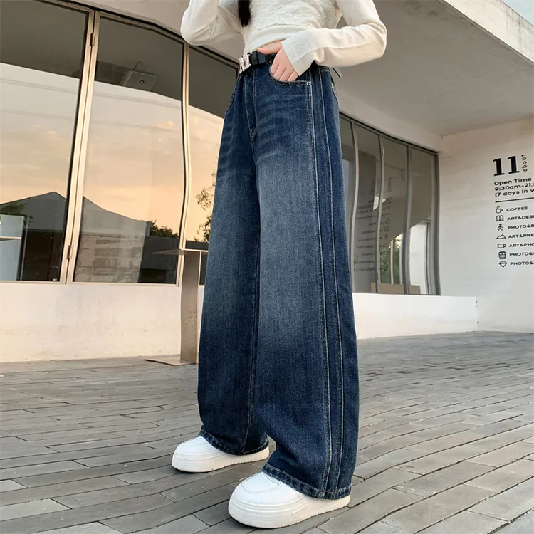 女童裤子秋装2025新款洋气初中生女孩休闲裤女大童秋季直筒牛仔裤