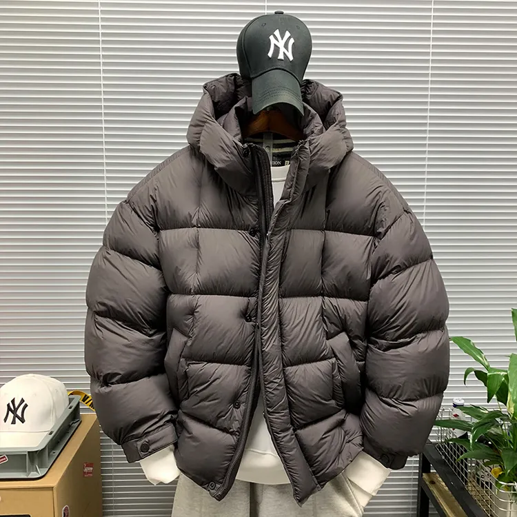 冬季新款连帽羽绒服外套男士轻薄保暖休闲宽松潮牌百搭防风面包服