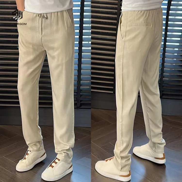DIIIVERGOM舒适高品质夏季亚麻直筒运动休闲裤男士宽松轻奢简约男