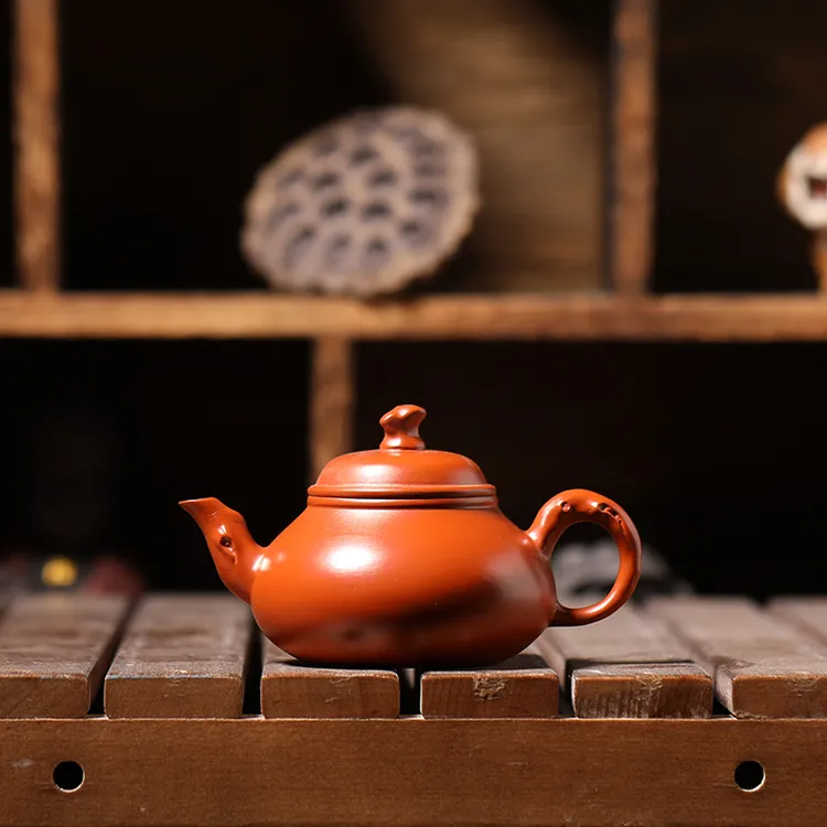 潮州原矿朱泥小容量半手工冲罐紫砂壶郑楚锐小品树桩壶120毫升