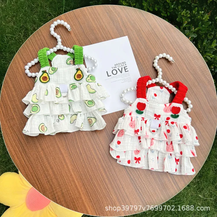 新款狗狗猫咪衣服春夏款薄款棉质吊带裙子防晒防掉毛宠物服饰外出