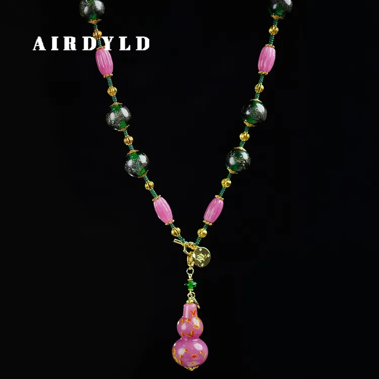 黄铜琉璃项链 【东宫】淄博非遗手工凤尾琉璃新中式长款项链