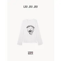 LIUJIUJIU 韩系新款简约卡通印花长袖T恤秋季简约通勤上衣TX4782L