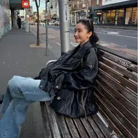 逸语IN choose u笑笑家2025秋季质感宽松廓形皮衣外套机车服85698