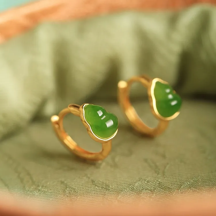 黄铜耳饰 福禄 中国风葫芦耳扣女耳环高级感耳钉复古宫廷风耳饰