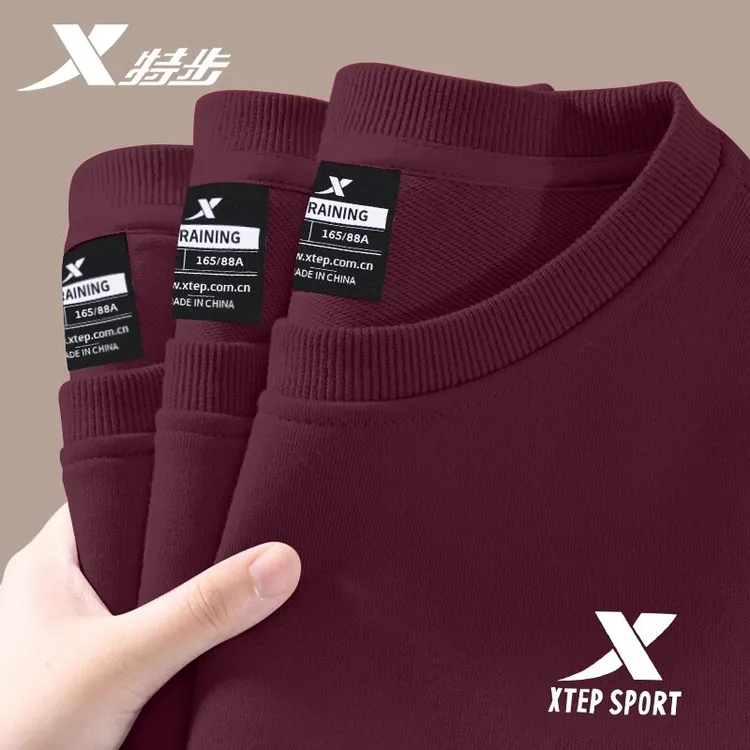 特步卫衣女冬季新款正品大码官方正品运动时尚打底长袖圆领上衣女