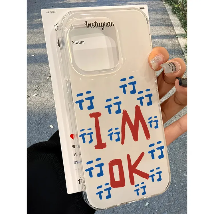 BANCA创意IMOK文字适用iPhone16/15大孔手机壳华为vivo小米15oppo