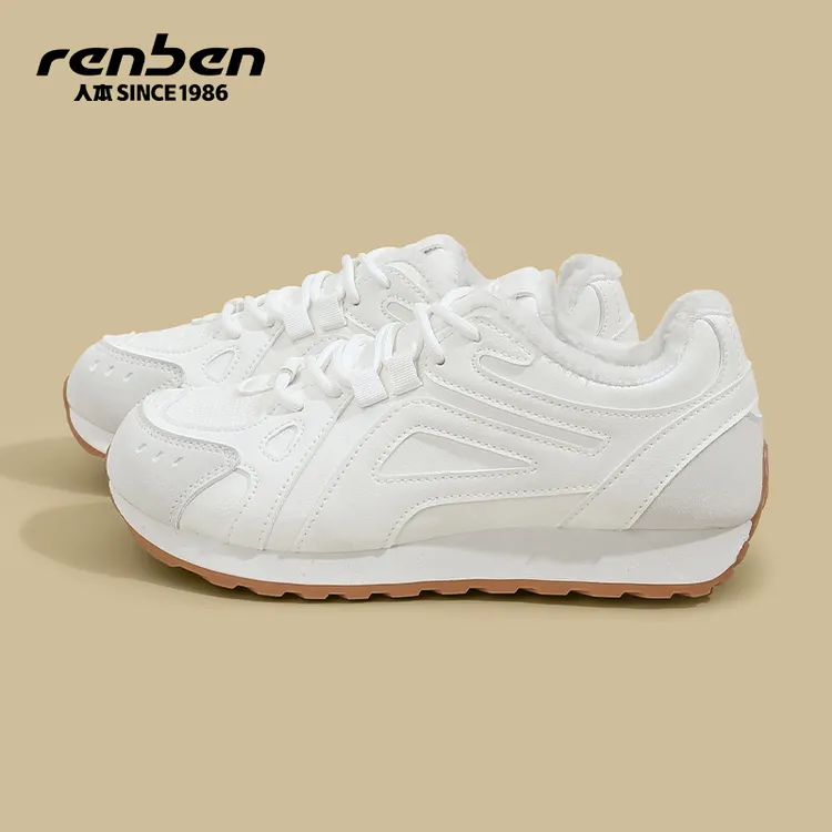 2025人本新款加绒保暖防滑低帮轻便女中帮休闲鞋鞋子潮流复古舒适