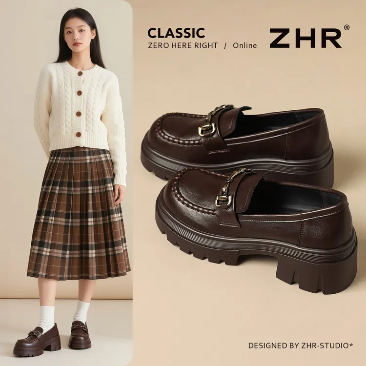 ZHR/则则软底一脚蹬乐福鞋女款秋季英伦厚底皮鞋通勤复古休闲单鞋