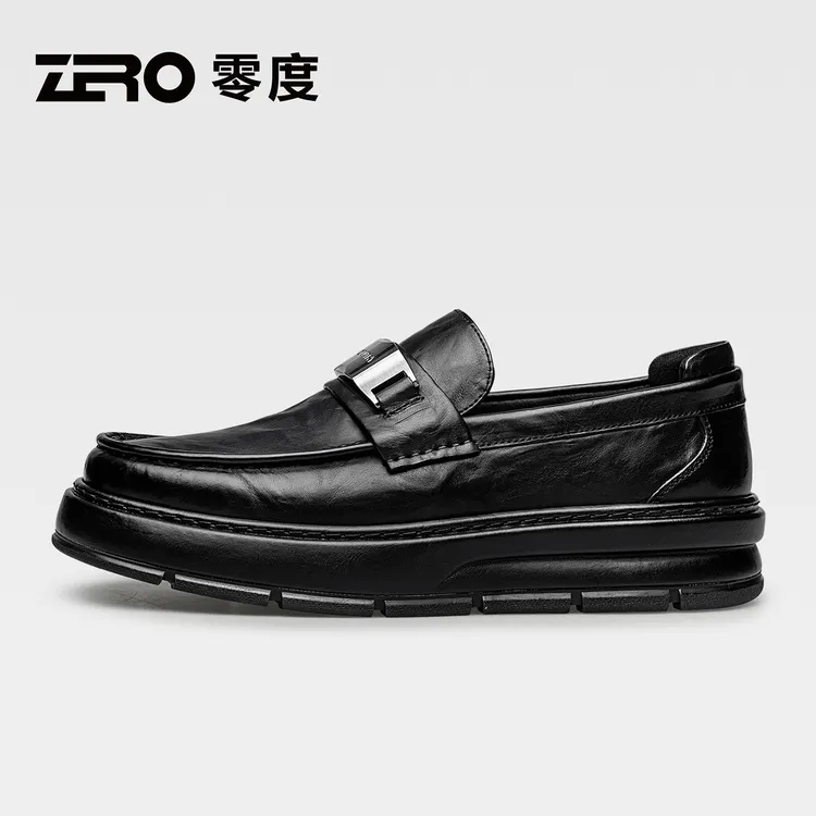 ZRO零度2025秋季新款正装商务真皮皮鞋男士时尚厚底增高乐福鞋男