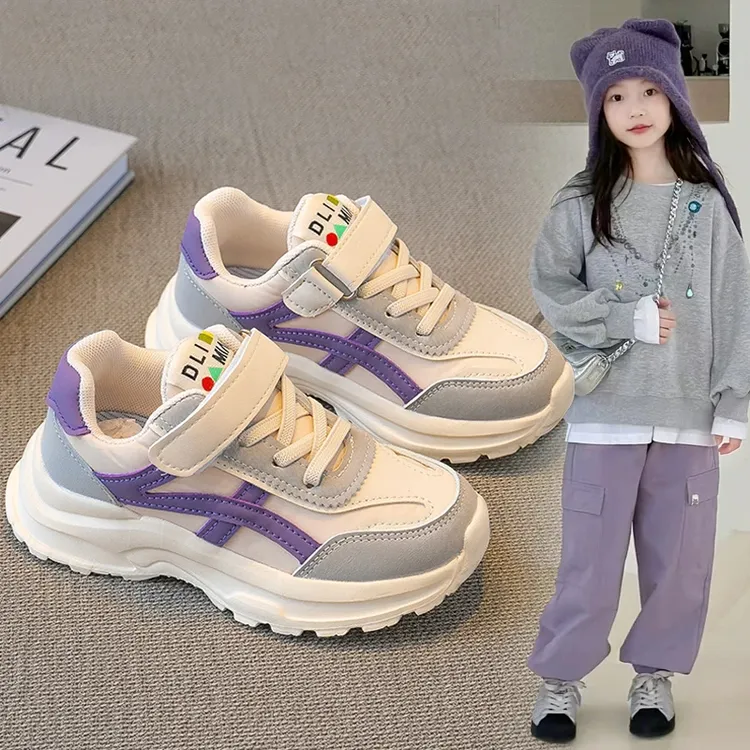 ABC童鞋儿童女运动鞋防滑学生鞋2025春秋新款皮面男童休闲跑步鞋