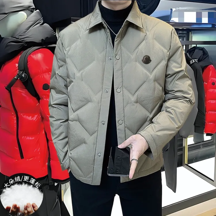 【港澳名品礼盒发货】高端商务保暖翻领外穿厚款冬季羽绒服夹克男