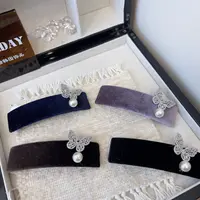 W1287韩系氛围减龄百搭简约轻奢丝绒简约弹簧夹