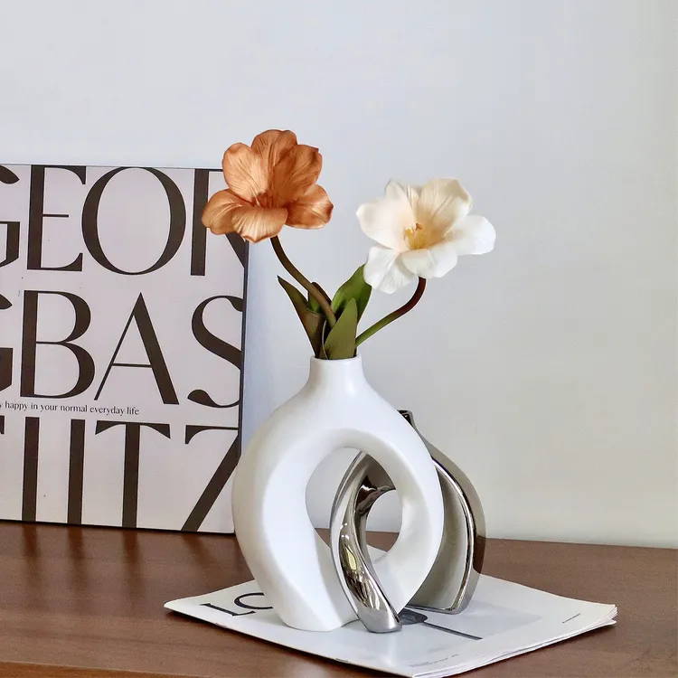 美拉德开花郁金香仿真花桌面艺术花瓶摆设餐桌客厅卧室摆件高颜值