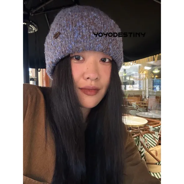 加大混线两戴针织帽！双层加厚针织帽子女秋冬季显脸小堆堆帽