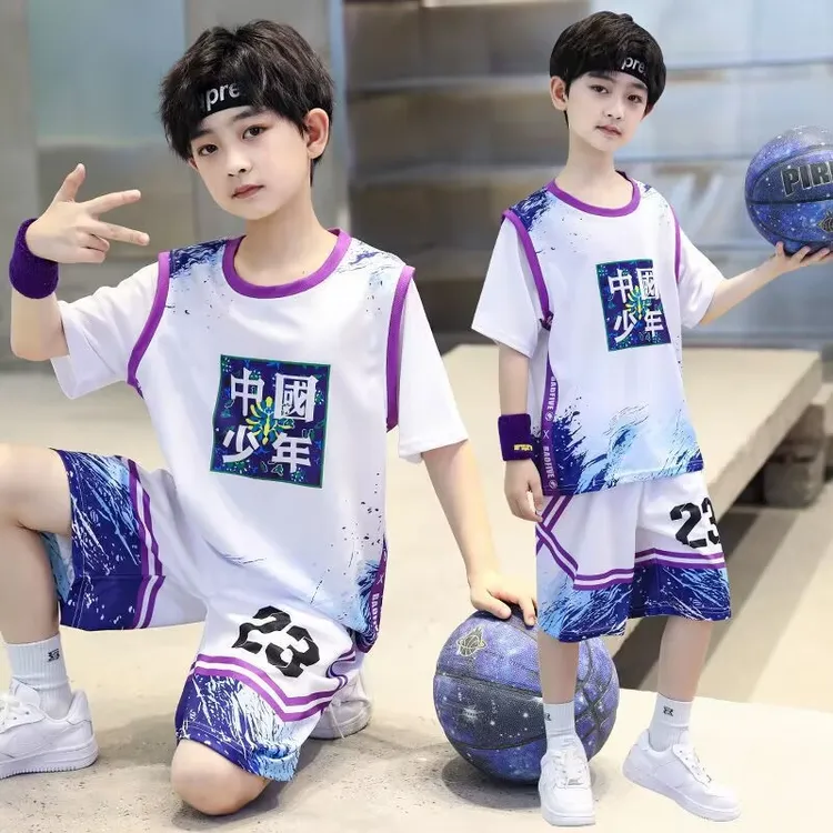 2025新款夏季男童短袖短裤篮球服个性运动风套潮流网眼速干运动服