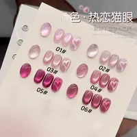 六宫格热恋猫眼甲油胶2025年新款春夏显白火龙果粉色玻璃珠美甲