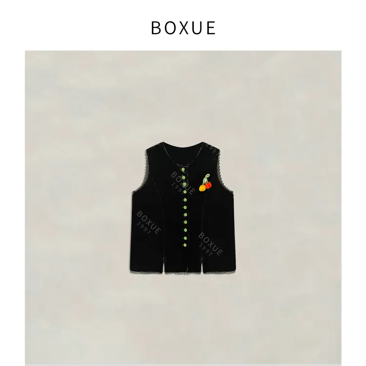 BOXUE“南瓜派”2025秋季高级感轻奢绒面南瓜马夹 外套#250731W3314