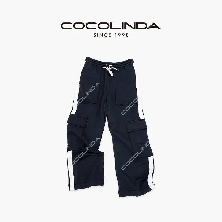 COCOLINDA | 棉质运动美式男女CP抽绳加厚直筒裤工装裤P5325 