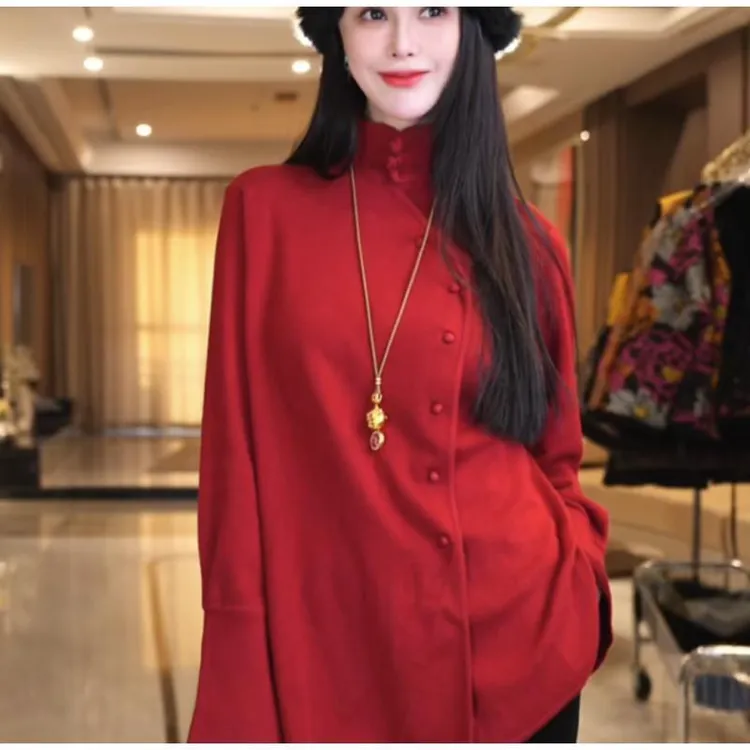 飞儿【朱红上衣】2025早秋新款时尚百搭气质打底衬衫上衣
