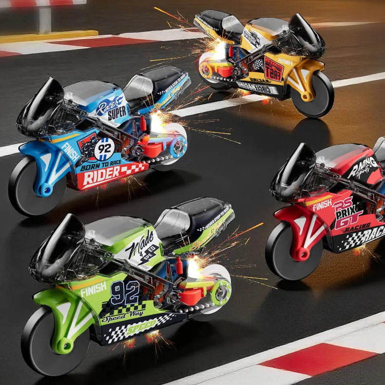 【擦出火花摩托车】火石炫酷特技滑行机车越野车迷你钥匙扣解压玩具