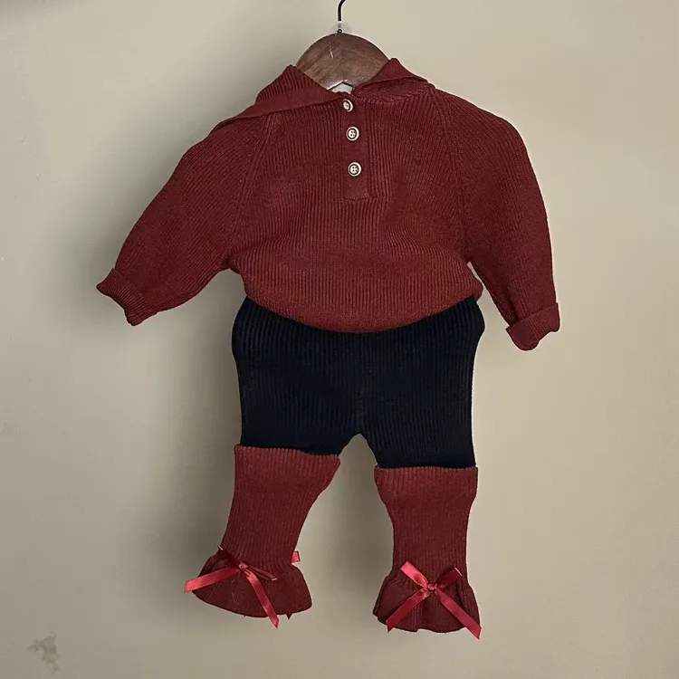 女宝宝2025新款时尚可爱针织两件套bak umak 女宝新款套装