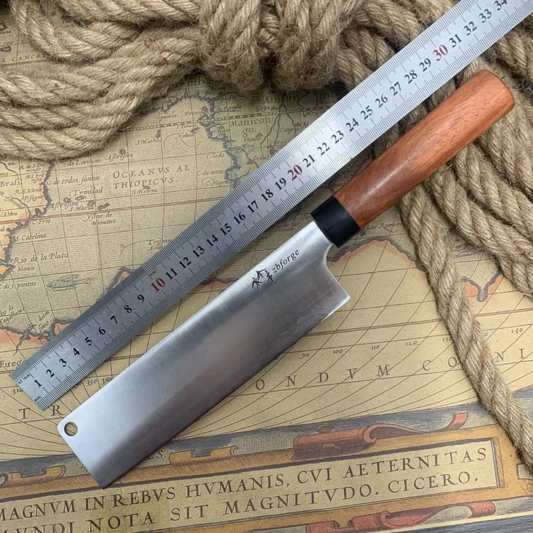 竹本自炼玉钢平头小菜切片刀家用厨师厨房用刀具手工制作