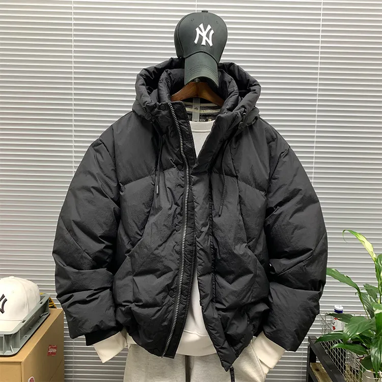 羽绒服外套男款加厚保暖连帽冬季新款休闲宽松潮牌百搭纯色面包服