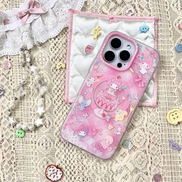 三丽鸥卡通磁吸气囊手机壳肤感强磁吸适用iPhone15/16/17promax
