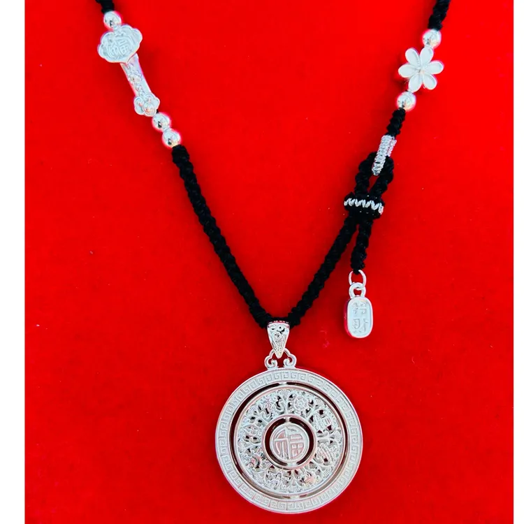 吊坠足银 足银999灵动八宝罗盘手工编织款时尚轻奢小众送女友百搭