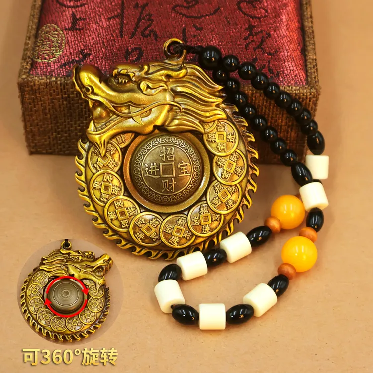 黄铜亚克力吊坠 创意龙牌吊坠十二生肖龙【招财掌财龙】手把件把玩