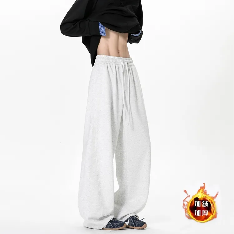 CHRK秋冬新款男士斜切微喇卫裤美式弯刀直筒裤子男款秋冬款