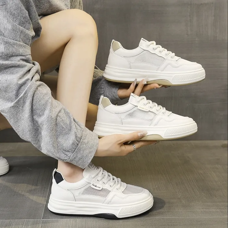 小白鞋女2025新款春季薄款网面透气休闲运动女鞋