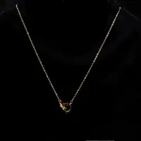钛钢项链 金雀绫【环环相扣】时尚轻奢玫瑰金色项链SZAK5XL135